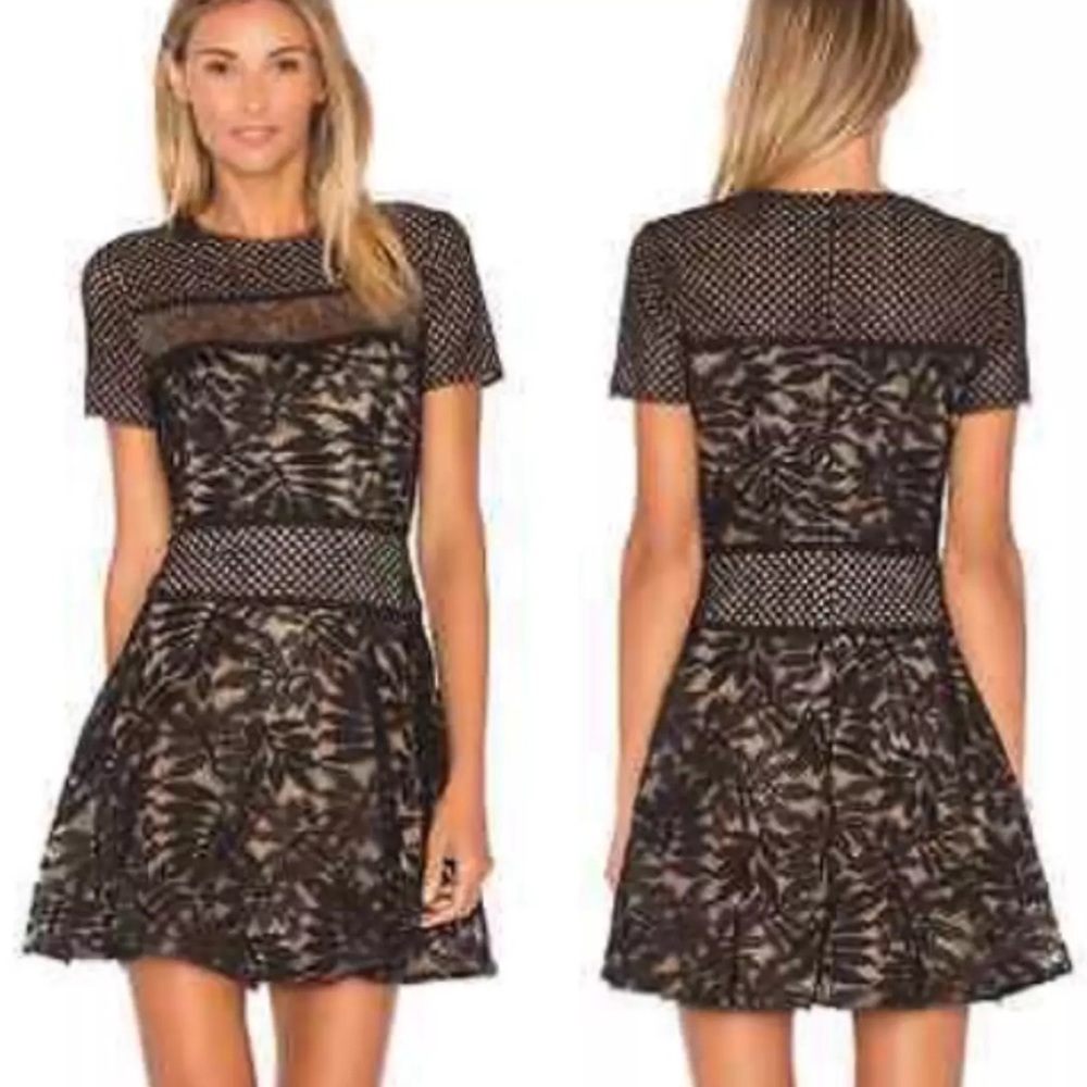 BCBG MaxAzria Black Eleanor Lace Mini Dress Size 4